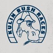 Logo of Kulin Bush Races featuring a serious horse in a hat chewing straw, encircled with the text "Kulin Bush Races" in blue.