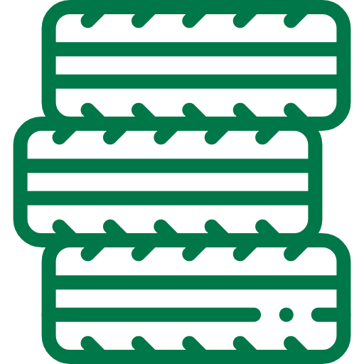 Icon of three stacked tires, depicted with green lines and tire treads visible on the surface.